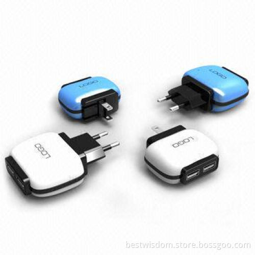 Dual USB Charger for iPad, with 2A Output Voltage, Made of ABS, CE/RoHS Marks
